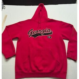 Georgia Bulldogs men's red game day black lettering hoodie front‎ pocket sz L